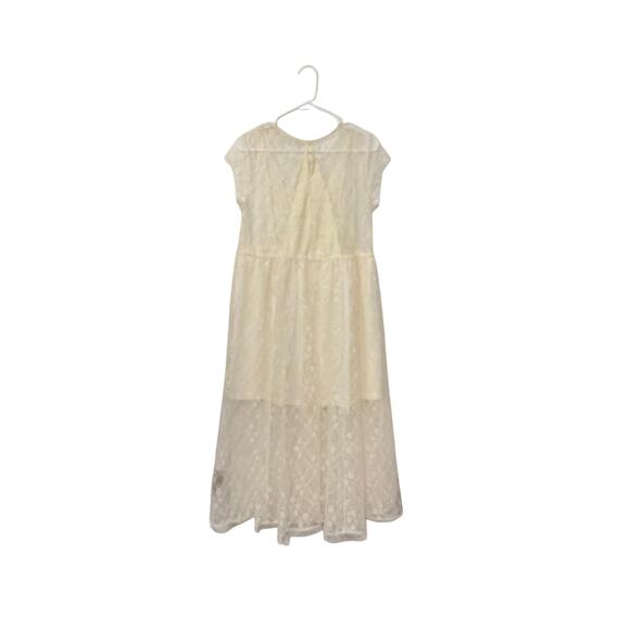 Altar’d State Lace Cream Midi Dress Size Small Boho Short Sleeve Lined Delicate - Picture 3 of 9